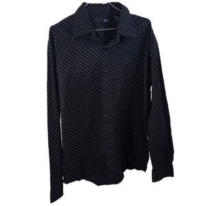 Point X Men's Black Pinstripe Long Sleeve Dress Shirt